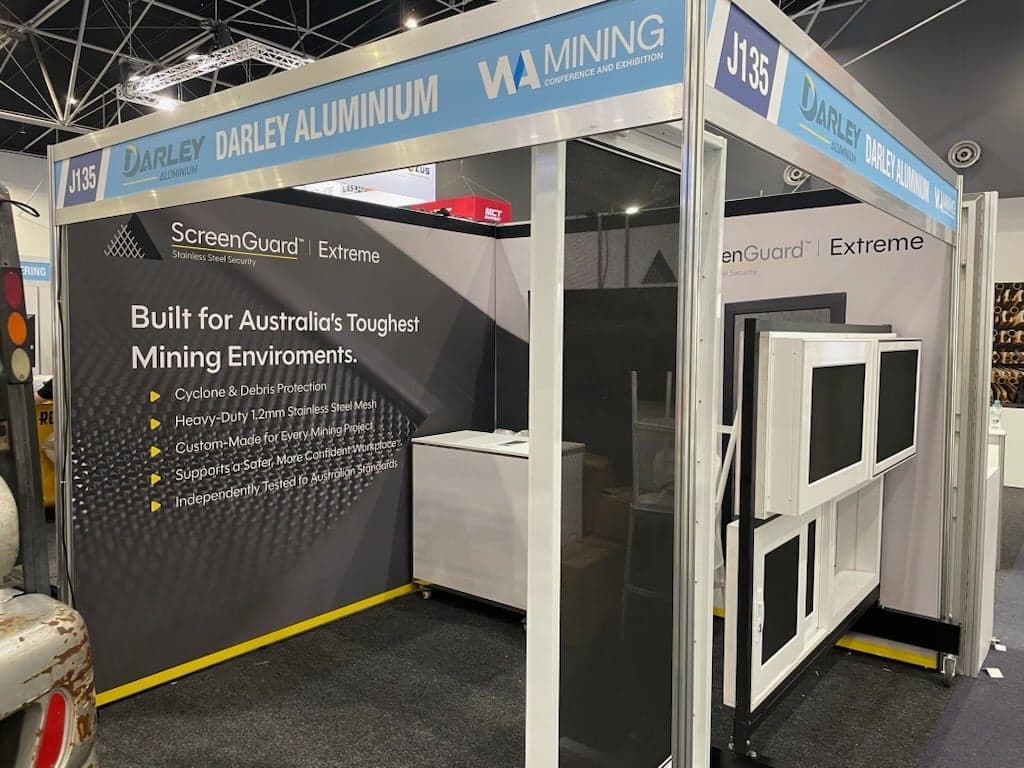 Darley Aluminium ScreenGuard Extreme stand J135 at the WA Mining Conference and Exhibition