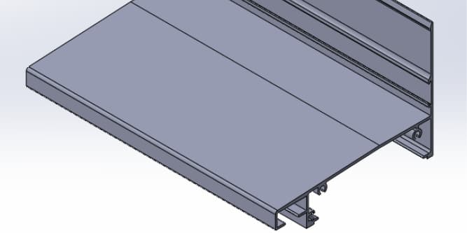 LVC012 louvre high performance sill profile, rendered view