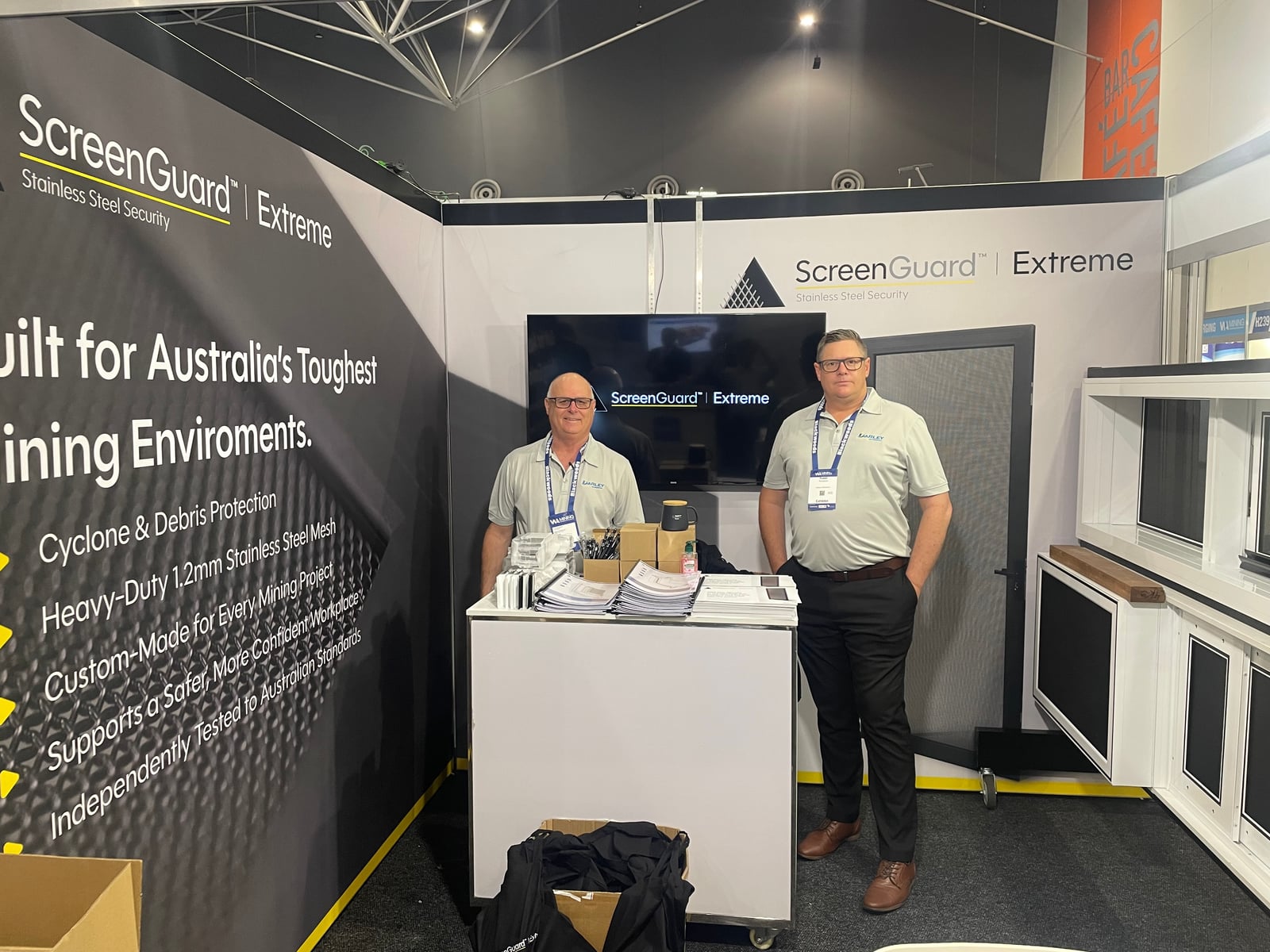 The WA Team on the ScreenGuard Extreme stand