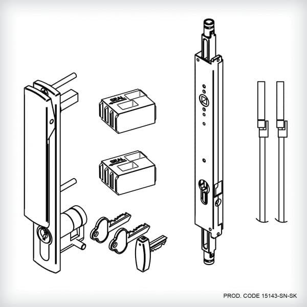 image presents BRIO 286 DUAL POINT KIT 2.5M, LOCKING, SATIN NICKEL