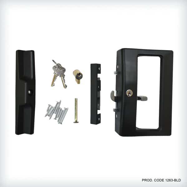 Image presents Yarra Single Beak Sliding Patio Lock Double Cyl 25mm Catch Black